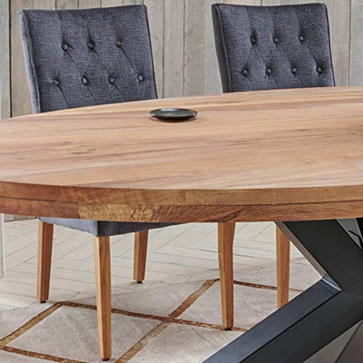 MÖBEL IDEAL Esstisch Eiche Massivholz Natur geölt Tisch Oval 220 x 110 x 76 cm Esszimmertisch Massiv Wildeiche