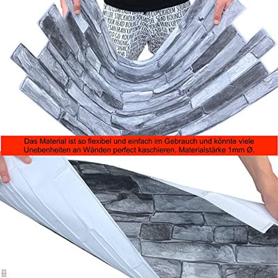 4,7qm/10 Stück 3D PVC FLIESEN Wandpaneele Wandverkleidung PVC-Verkleidung DARK SLATE Steinimitat