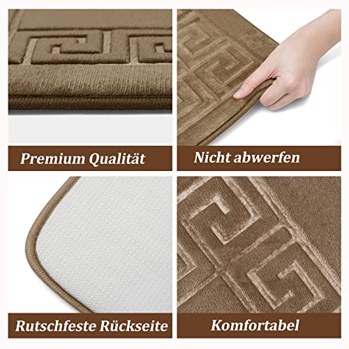 HOMELUX Badematten Set 2 teilig Mikrofaser Antirutsch Badteppich groß Set Wasserabsorbierend Badematte Duschvorleger Badvorleger für Badezimmer B - Gold