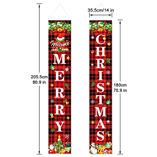 Weihnachtsbanner, Weihnachtsschilder, Merry Christmas Banner, Rot Frohe Weihnachten Banner, Buffalo Plaid Merry Christmas Schild, Hängend Weihnachten Deko Für Drinnen Draußen Tür Haustür Veranda.