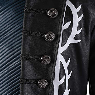 Rubyonly DMC 5 Game Vergil Cosplay Vest Herren Jacken Halloween-Kostüm für Kinder Erwachsene Anime Kunstleder-Mantel Ganze ohne Stiefel,XL