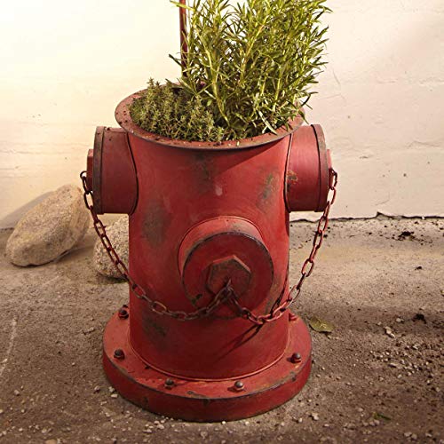 Pureday Schneider Home Blumentopf Übertopf Hydrant Shabby Chic Rostoptik Eisen ca. 35 x 32 x 36cm rot