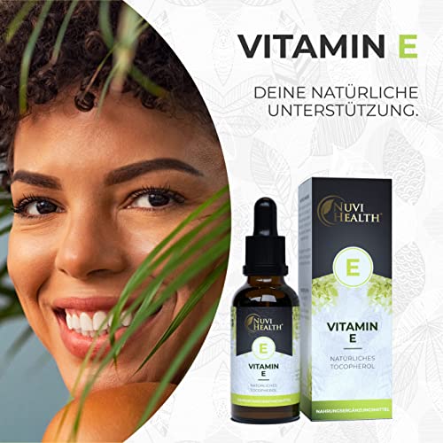 Vitamin E - 100 I.E - 500 Tropfen = 50 ML - Premium: Natürliches bioaktives D-alpha-Tocopherol aus Sonnenblumenkernen - Hochdosiert - Vegan - Laborgeprüft