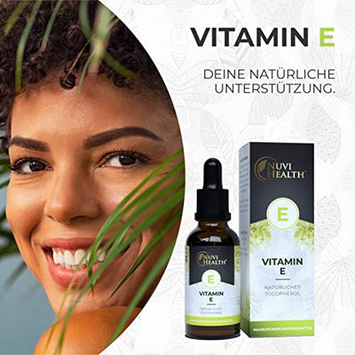 Vitamin E - 100 I.E - 500 Tropfen = 50 ML - Premium: Natürliches bioaktives D-alpha-Tocopherol aus Sonnenblumenkernen - Hochdosiert - Vegan - Laborgeprüft