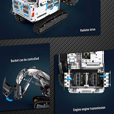 DSXX Technik Bagger Bausteine Bausatz mit APP / 2,4 GHz Fernbedienung, 4062Teile Konstruktionsspielzeug Kompatibel mit Lego Technic