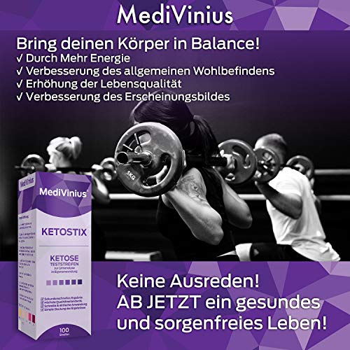 KETOSTIX® 100 Stück für sofortige Ketose Messergebnisse I Keton Teststreifen für die effektive Keto Ernährung und Diät I Ketosticks, Keton Sticks Urin