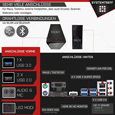 SYSTEMTREFF® Gaming PC AMD Ryzen 5 4500 6x4.1GHz | Nvidia GeForce RTX 3060 12 GB DX12 | 512GB M.2 NVMe | 32GB DDR4 RAM | Windows 11 | WLAN Desktop Computer Rechner für Gamer, Zocker & Streamer