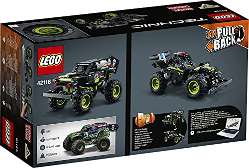 LEGO 42118 Technic Monster Jam Grave Digger Truck - Gelände-Buggy 2-in-1 Set, Spielzeugauto mit Rückziehmotor für Jungen und Mädchen ab 7 Jahren