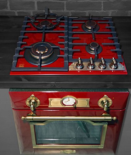 Gas Herdset Autark Kaiser Empire Bordeaux/Elektro Einbau Backofen 67L + Glaskeramik Gaskochfeld 60cm /8 Funktionen/Drehspieß/Selbstreinigung/Einbaubackofen/Winner German Brand Award 2018