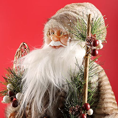 ABXMAS Weihnachtsmann Puppe Figur Neuartige Ornamente, Handgefertigt Weihnachtspuppe Dekoration 50cm, Exquisite Santa Claus Puppe für Weihnachtsdeko, Geschenk, Display, Party