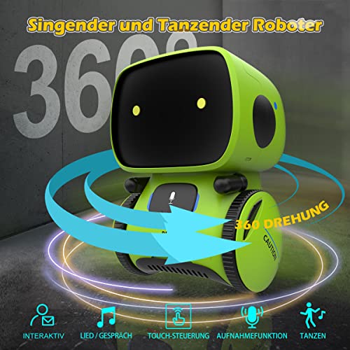 REMOKING Intelligent Roboter Kinder Spielzeug, Interaktives Roboter Lernspielzeug, Geschenke für Jungen Mädchen, Touch-Steuerung, Sprachsteuerung, Sprachaufnahme, Nachsprechen, Tanzen, Musik (Grün)