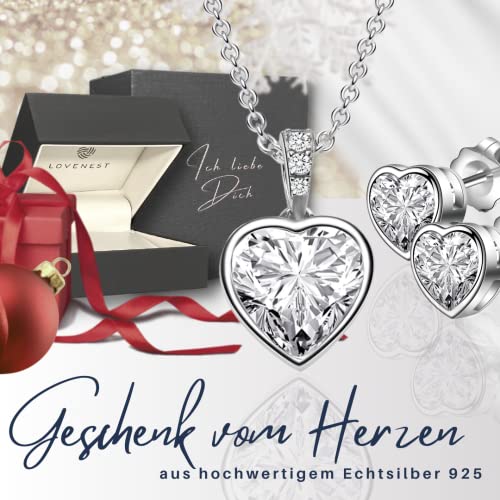 Schmuck Set Damen Silber 925 Herz Schmuckset 3tlg Kette Ohrringe Set Halskette Ich Liebe Dich Damenschmuck Silberschmuck Geburtstag Hochzeitstag Jahrestag Geschenke Frauen Freundin Sie Geschenkidee