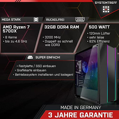 SYSTEMTREFF® Office Aufrüst PC AMD Ryzen 7 5700X 8x4.6GHz | | 32GB DDR4 RAM | WLAN Bundle Kit Rechner Desktop Computer für Office Büro