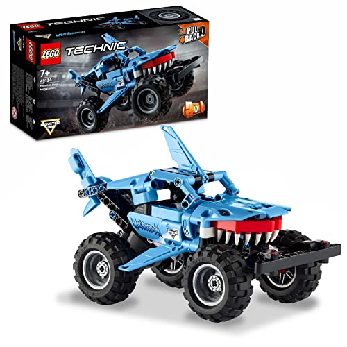 LEGO 42134 Technic Monster Jam Megalodon, Spielzeugauto für Jungen und Mädchen ab 7 Jahren, Hai-Monster Truck zum Zurückziehen, Kinderspielzeug