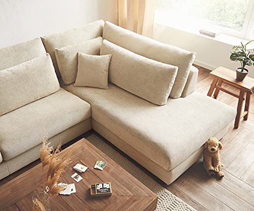 DELIFE Sofa Isla Chenille Beige 430 x 225 cm Ottomane rechts Wohnlandschaft