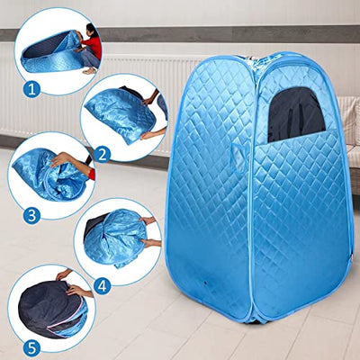 Tabeskly Mini Tragbare Mobile Sauna FüR Zuhause Dampfsauna Saunakabine Saunazelt Heimsauna Zeltsauna Portable Saunen Faltsauna 1 Person Homesauna Verdicken（Blau 1,3 Meter Hoch）