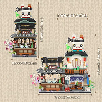 QLT Japanisch Straßenansicht Izakaya Shop Mini Bausteine, MOC Creative STEM Japanisch Toys Friends mädchen Model Set, 789 PCS Klemmbausteine Haus Toy Gift (Nicht kompatibel mit Lego Bausteine)