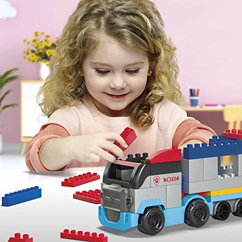 MEGA HJN73 - Paw Patrol Bauset, Paw Patroller mit Figuren von Chase, Marshall, Rocky und Everest sowie 76 großen Bausteinen und Teilen, Spielzeug-Geschenkset für Kinder ab 3 Jahren