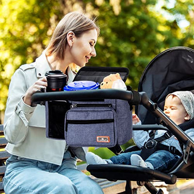 Neue Verbesserte Buggy Organizer Kinderwagen, Fasst 2 Getränkehalter für Babyartikel, Kann zur Aufbewahrung von Windeln und Spielzeug Verwendet Werden, Und Ist FüR Alle GeläNdewagenmodelle Geeignet