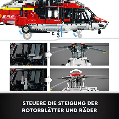 LEGO 42145 Technic Airbus H175 Rettungshubschrauber, Modellbausatz für Kinder, drehbare Rotoren und motorisierte Funktionen, Hubschrauber Lernspielzeug