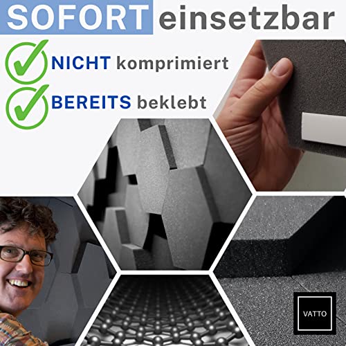 VATTO® Schallabsorber WAND Akustikpaneele - 12x Ø32cm selbstklebende Sound Absorber - Akustikplatten - SCHALLSCHUTZ - Schalldämmung Akustikbild Akkustikpanellen