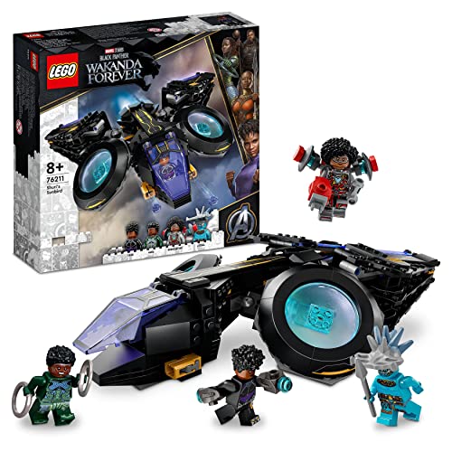 LEGO 76211 Marvel Shuris Sonnenvogel, Black Panther Spielzeug zum Bauen, Luftschiff für Kinder, Wakanda Forever Set, Avengers Superhelden Geschenk