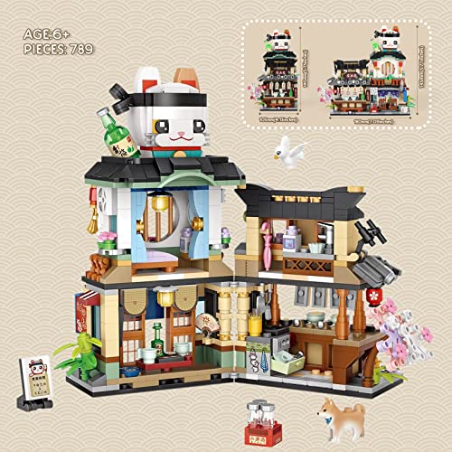 QLT Japanisch Straßenansicht Izakaya Shop Mini Bausteine, MOC Creative STEM Japanisch Toys Friends mädchen Model Set, 789 PCS Klemmbausteine Haus Toy Gift (Nicht kompatibel mit Lego Bausteine)