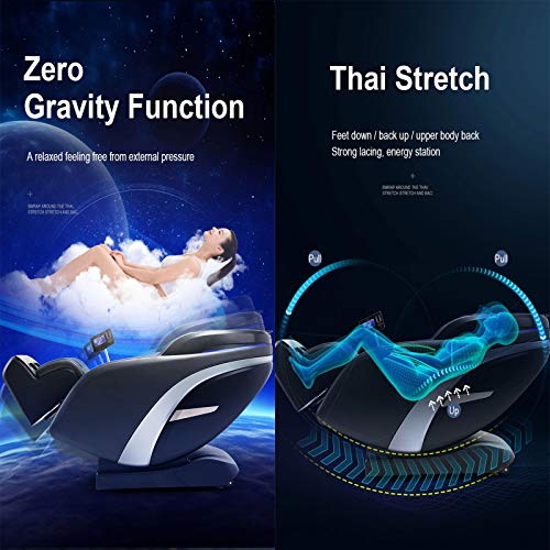 Lzour Null Gravity Massage Stuhl, 4D SL-Gleis Thai Yoga, die Ganzkörper-Massagestuhl mit gestrecktem Mode-Airbag-Heizrücken- und Fußwalzen-Massage,Grün