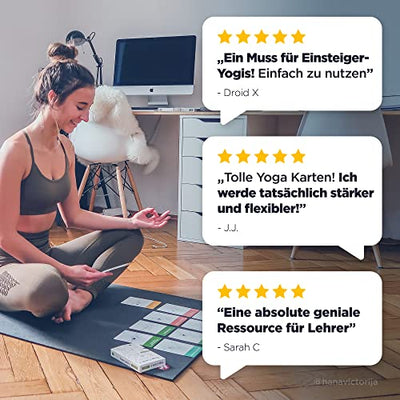 WorkoutLabs Plastik-Yoga-Karten mit Sanskrit-Sprache zum visuellen Lernen, zum Sequenzieren von Unterricht, zum Üben mit Haltungen, Atemübungen und Meditation (komplettes Spiel) (Deutsch)