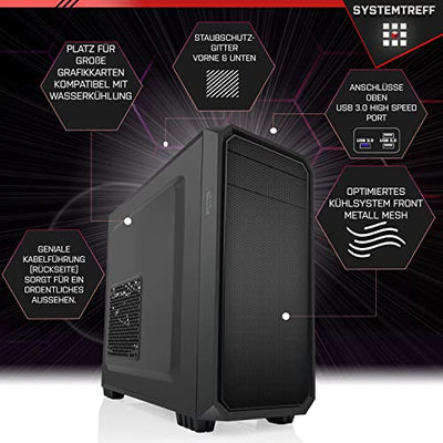 SYSTEMTREFF® Office PC AMD Athlon 3000G 4 Threads 3.5GHz | AMD Radeon RX Vega3 4K HDMI DX12 | 256GB SSD | 16GB DDR4 RAM | Windows 11 | WLAN Silent Desktop Computer Rechner für Büro Business Multimedia