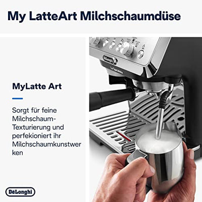 De'Longhi La Specialista Arte EC 9155.MB Espresso Siebträgermaschine, Espressomaschine mit Professioneller Milchaufschäumdüse, inkl. Barista-Kit, Edelstahl/Schwarz