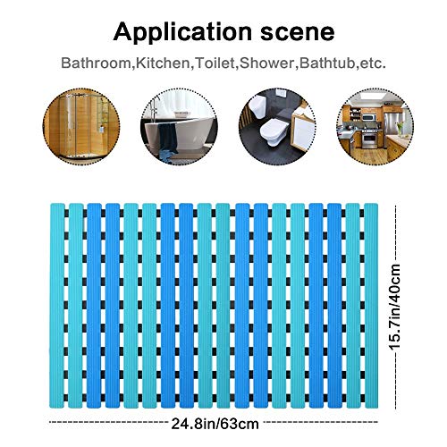 YISUN Badematte Anti-Rutsch Duschmatte Anti-Schimmel Badewanne Rutschmatte Duscheinlage mit Saugnapf Dusche Fußmatte Schnelle Entwässerung Badewanne Matte Blau (Blau)