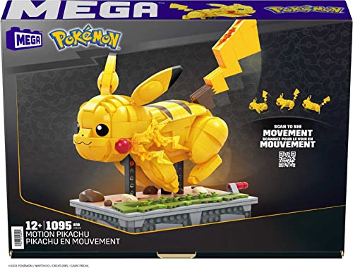 Mega Construx HGC23 - Pokémon Motion Pikachu, bewegliches Bauset, Sammler-Figur mit 1095 Teilen, Konstruktions-Spielzeug für Erwachsene und Kinder ab 12 Jahren