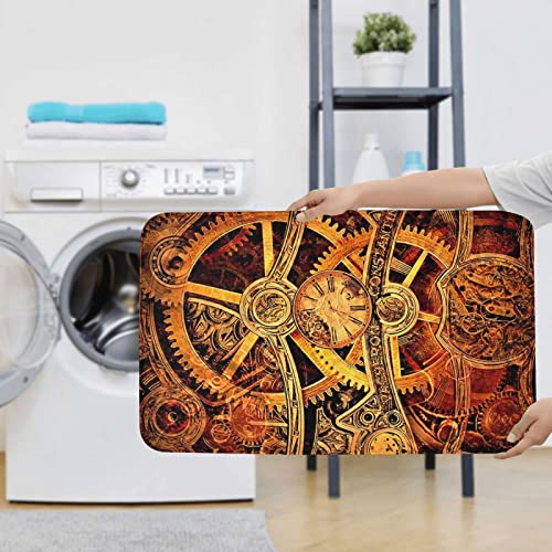 Cool Steampunk Gears Bedrucktes 3-teiliges Badezimmerteppich-Set Flanell rutschfeste Badematte saugfähige Badezimmerteppiche Kontur WC-Deckelbezug Teppiche