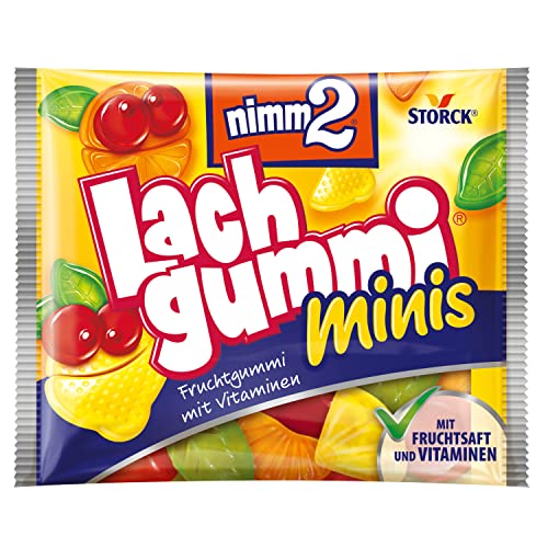 nimm2 Lachgummi Minis Runddose – 1 x 735g (70 Mini Packs) – Fruchtgummi mit Fruchtsaft und Vitaminen