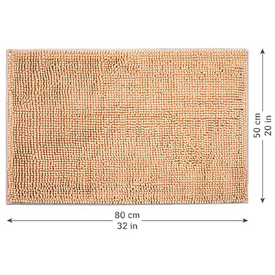 Tatkraft Emil - Chenille Badezimmerteppich rutschfest - 50x80cm - Maschinenwaschbar Badvorleger - Anti-Rutsch Badematte - Ultra Weich Badteppich - Mikrofaser - 100% Polyester