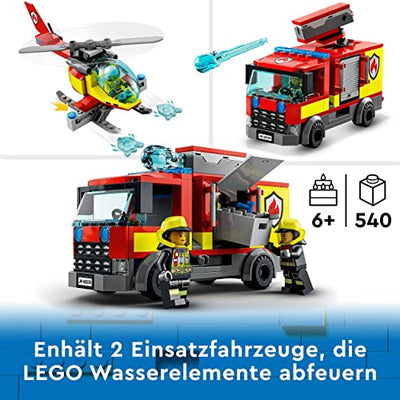 LEGO 60320 City Feuerwache, Feuerwehr-Spielzeug für Kinder ab 6 Jahren mit Garage, Feuerwehrauto und Hubschrauber, Geschenkidee zu Weihachten