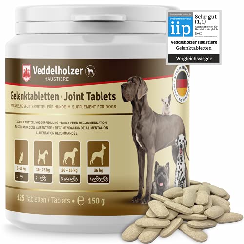 Veddelholzer VERGLEICHSSIEGER 2020 Hunde Gelenktabletten mit Grünlippmuschel Hund MSM & Teufelskralle Glucosamin & Kollagen 125 Kapseln Hunde Leckerlis mit Hyaluron & Omega3