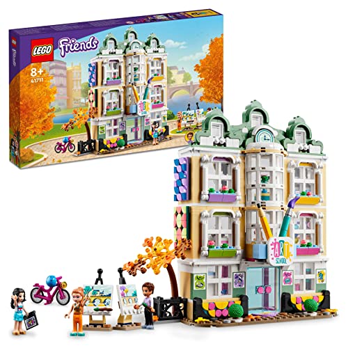 LEGO 41711 Friends Emmas Kunstschule, Heartlake City Schule mit 3 Mini-Puppen, Spielzeug für Mädchen und Jungen ab 8 Jahren, Puppenhaus, Geschenk zu Weihnachten