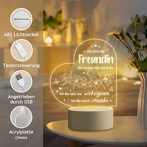 Geschenke für Freundin, Personalisierte Herzförmig Nachtlicht Beste Freundin Geschenke, Geschenk Freundin Geburtstag, Geburtstagsgeschenk für Freundin, Weihnachtsgeschenke für Freundin