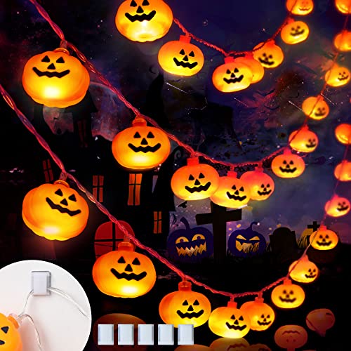 KPCB Halloween Deko Lichterkette, Halloween Kürbis Dekoration Lichterkette, Kürbis Lichterkette für Halloween, 5.4m 40 LEDs Kürbis Lichter USB-betrieben für Halloween Party Hause Garten