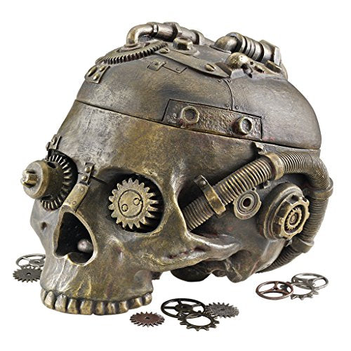 Design Toscano Steampunk Sicherheitsbehälter im Schädel-Design, Maße: 15 x 19 x 14 cm