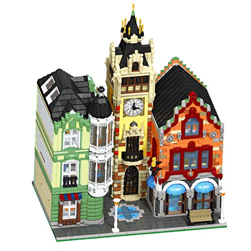 ReallyPow Uhrenturm, 4-in-1 Glockenturm mit Minifiguren, Bell Tower Moc Stadthaus, Häuser Komoatibel mit Lego Creator Haus - 7010 Teile