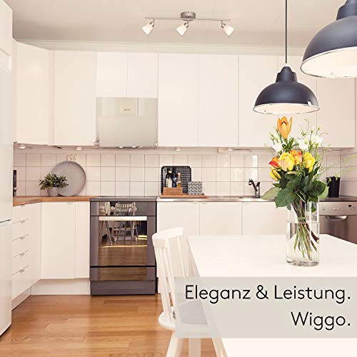 Wiggo Dunstabzugshaube 60cm kopffrei I Abluft Umluft Dunstabzug 300m³/h - LED Touch-Display 3 Stufen I Schräghaube inkl. Fettfilter & 2x Kohlefilter I Abzugshaube mit Glasfront creme