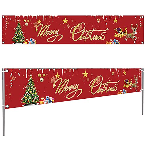 Weihnachts Banner Dekoration,Merry Christmas Banner,Weihnachtsbanner Aussen,Weihnachtsbanner Frohe Weihnachten,Weihnachtsbanner Balkon,Weihnachtsdeko Garten Banner