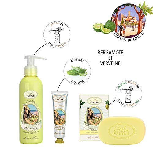 Geschenke für Frauen PROVENCE: Französisches Geschenkset: 1 Körpermilch 200ml + Handcreme 25ml + 1 Seife 100g in einer antiken Metalldose/Un Air d'Antan®/Parfüm Eisenkraut, Bergamotte und Zitrone