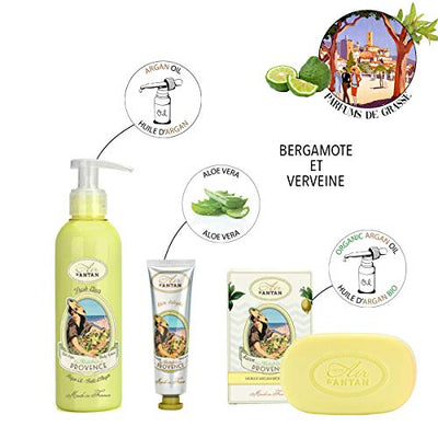 Geschenke für Frauen PROVENCE: Französisches Geschenkset: 1 Körpermilch 200ml + Handcreme 25ml + 1 Seife 100g in einer antiken Metalldose/Un Air d'Antan®/Parfüm Eisenkraut, Bergamotte und Zitrone