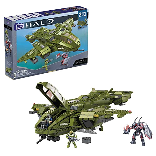 MEGA Construx GNB28 - Halo Infinite UNSC Pelican-Flugschiff, mit 2024 Bausteinen, Spielzeug ab 10 Jahren