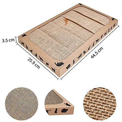 Pieviev Kratzbrett für Katzen (44.5x25.9x3.5cm) Sisal Scratching Pad Katzenspielzeug mit Katzenminze (1 Stück)