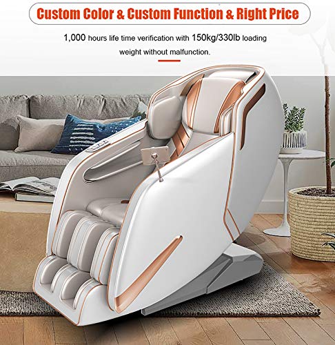 Lzour 4D SL-Track Zero Gravity Recliner Massagestuhl, Ganzkörper Shiatsu Massagestuhl mit Bluetooth-Heiz- und Fußrollenmassagegerät,Braun